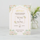 エレガントな花を飾ったイスラム教の結婚式（ニカ・セレモニー）招待状 招待状 (スタンド正面)