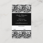 エレガントな花パターンサロンの黒 予約カード (裏面)