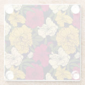 エレガントな花パターン ガラスコースター (裏面)