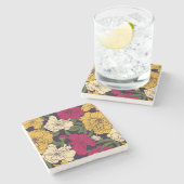 エレガントな花パターン ストーンコースター (横)