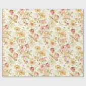 エレガントな花パターン ラッピングペーパー (フラット)