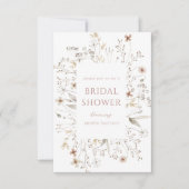 エレガントな花フレームのワイルドフラワーの花嫁シャワー 招待状 (正面)