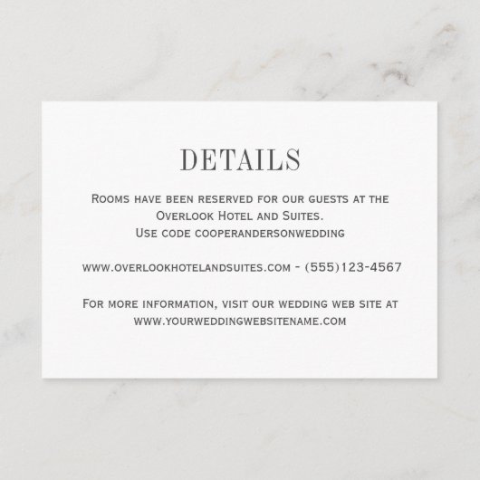 エレガントな花フレームの結婚式詳細カード エンクロージャーカード (裏面)