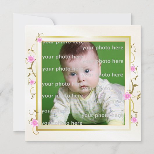 エレガントな花フレーム 案内状 (正面)