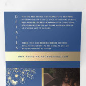 エレガントな花モチーフのゴールドとロイヤルブルーのウェディング 三つ折り招待状 (内部最初)