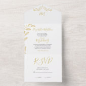 エレガントな花モチーフのゴールドフォーマルモノグラム結婚式 オールインワン招待状 (内側)