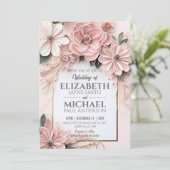エレガントな花モチーフのパステルウェディングペーパーキュリングフレーム 招待状 (スタンド正面)
