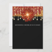 エレガントな花モチーフのブラックゴールドレッドウェディングパーティ 招待状 (裏面)