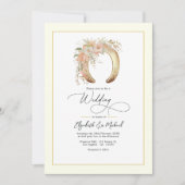 エレガントな花モチーフのホースシュー ウェスタンスタイル結婚式QRコード 招待状 (正面)