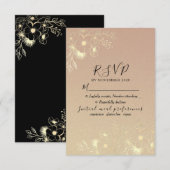 エレガントな花モチーフのローズゴールドのウェディング 出欠カード (正面/裏面)