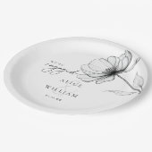 エレガントな花モチーフの婚約パーティー ペーパープレート (アングル)