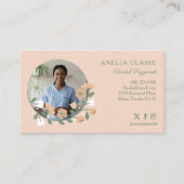 エレガントな花咲く歯科衛生士の写真 名刺 (正面)