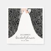 エレガントな花嫁とブラックのウェディングシャワー スタンダードカクテルナプキン (正面)