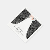 エレガントな花嫁とブラックのウェディングシャワー スタンダードカクテルナプキン (角)