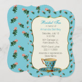 エレガントな花嫁のシャワー ティーパーティー 招待状 (正面/裏面)