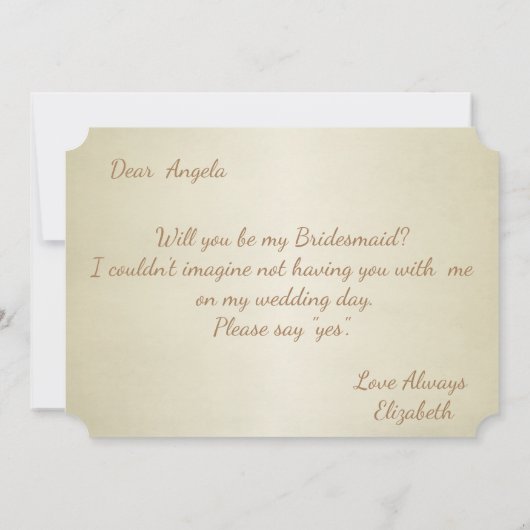 エレガントな花嫁のドレスと金色のバラの美しいカード 招待状 (裏面)