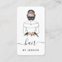 エレガントな花嫁のフラワーチックなヘアスタイルの編み込みQRコード 名刺