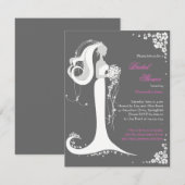 エレガントな花嫁のブライズシャワー パーティー招待状 招待状 (正面/裏面)