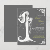 エレガントな花嫁のブライズシャワー パーティー招待状 招待状 (正面/裏面)