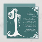 エレガントな花嫁のブライダルシャワーのパーティーの発表 招待状 (正面/裏面)