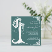 エレガントな花嫁のブライダルシャワーのパーティーの発表 招待状 (スタンド正面)