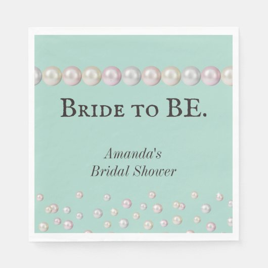エレガントな花嫁のブルー パール ブライダル シャワー スタンダードランチョンナプキン (正面)