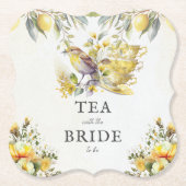 エレガントな花嫁のレモン ヴィンテージ ティーパーティー ペーパーコースター (正面)