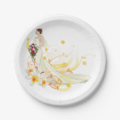 エレガントな花嫁のロマンチックウェディングデザイン ペーパープレート (正面)