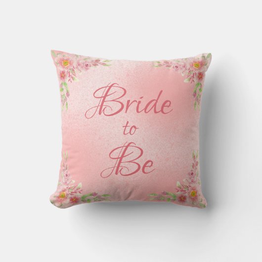 エレガントな花嫁ピンクの花の水彩画 クッション (正面)