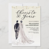エレガントな花嫁花婿の結婚50周年記念 招待状 (正面)