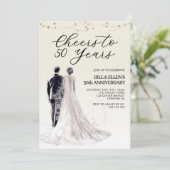 エレガントな花嫁花婿の結婚50周年記念 招待状 (スタンド正面)