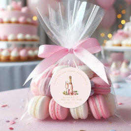 エレガントな花弁とプロセッコの花嫁シャワー ラウンドシール