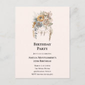 エレガントな花束とドリームキャッチャー誕生日 ポストカード (正面)