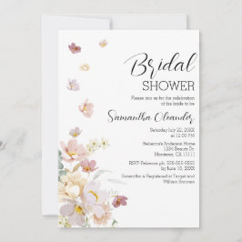 エレガントな花束と野生の花のブライダルシャワー 招待状