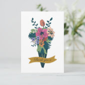 エレガントな花束のリボン　ありがとうございます サンキューカード (スタンド正面)