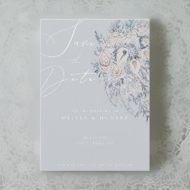 エレガントな花束の結婚式事前告知カード
