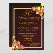 エレガントな花束 ウェディングアニバーサリー招待状 招待状 (正面/裏面)