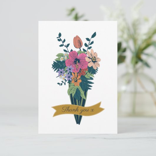 エレガントな花束 リボン ありがとうございます サンキューカード (スタンド正面)