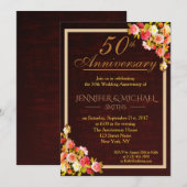 エレガントな花束 結婚記念日招待状 招待状 (正面/裏面)