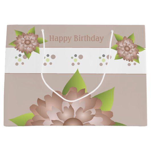 エレガントな花柄と水玉模様 ラージペーパーバッグ (正面)