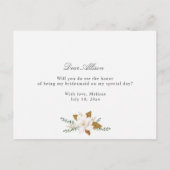 エレガントな花柄のウェディングパーティーカード - 私のブライズメイドになってくれますか- インビテーションポストカード (裏面)