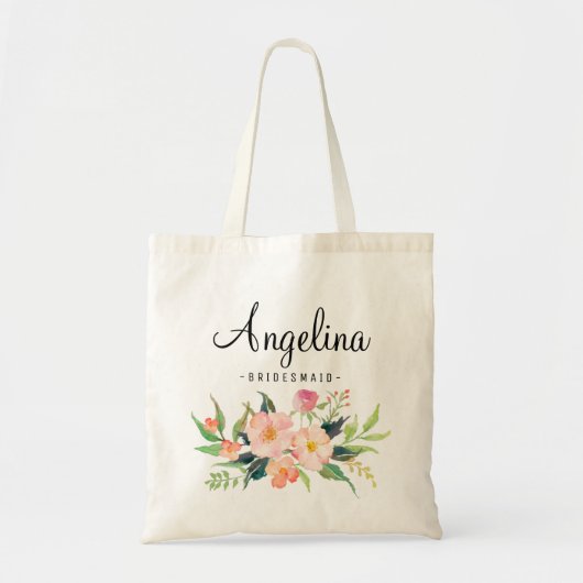 エレガントな花柄のウェディングパーティー用パーソナライズドドレス-3 トートバッグ (正面)