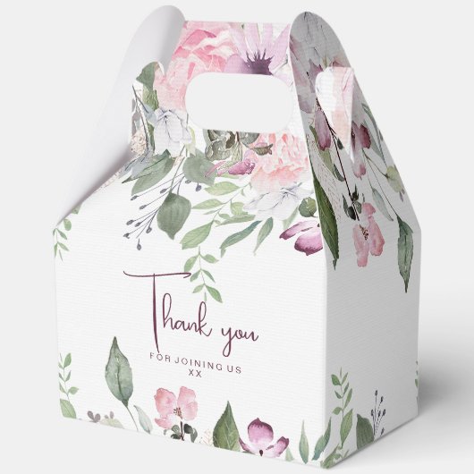 エレガントな花柄のウェディング フェイバー ボックス (裏面)