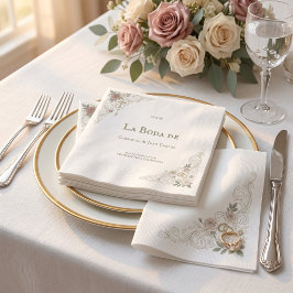 エレガントな花柄のカトリックの十字架 La Boda De スタンダードランチョンナプキン