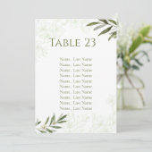 エレガントな花柄のサージグリーンのテーブルナンバーカード 招待状 (スタンド正面)