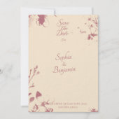 エレガントな花柄のシャンパン＆ローズゴールドの結婚式前日通知 招待状 (正面)