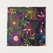 エレガントな花柄のシームレスパターン、アーティスティックなデザイン。 タペストリー (正面(横))