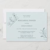 エレガントな花柄のターコイズブルーのリハーサルディナー 招待状 (正面)