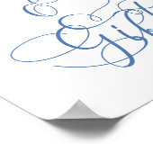 エレガントな花柄のダスティーブルー カードとギフト サイン (角)