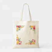 エレガントな花柄のデュアルネーム ブライダルシャワー招待状 トートバッグ (裏面)